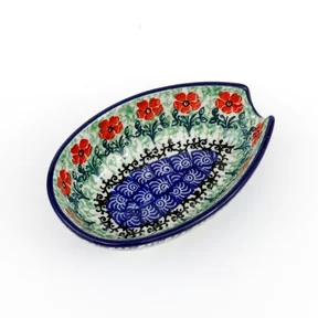 Podstawka pod łyżkę 381 12/8,5cm <br> 1916X Czerwone kwiatuszki
